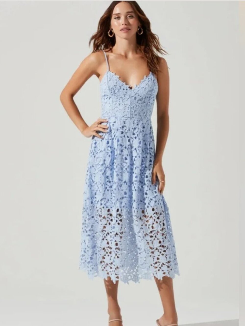 Lace A  Line Midi Dress